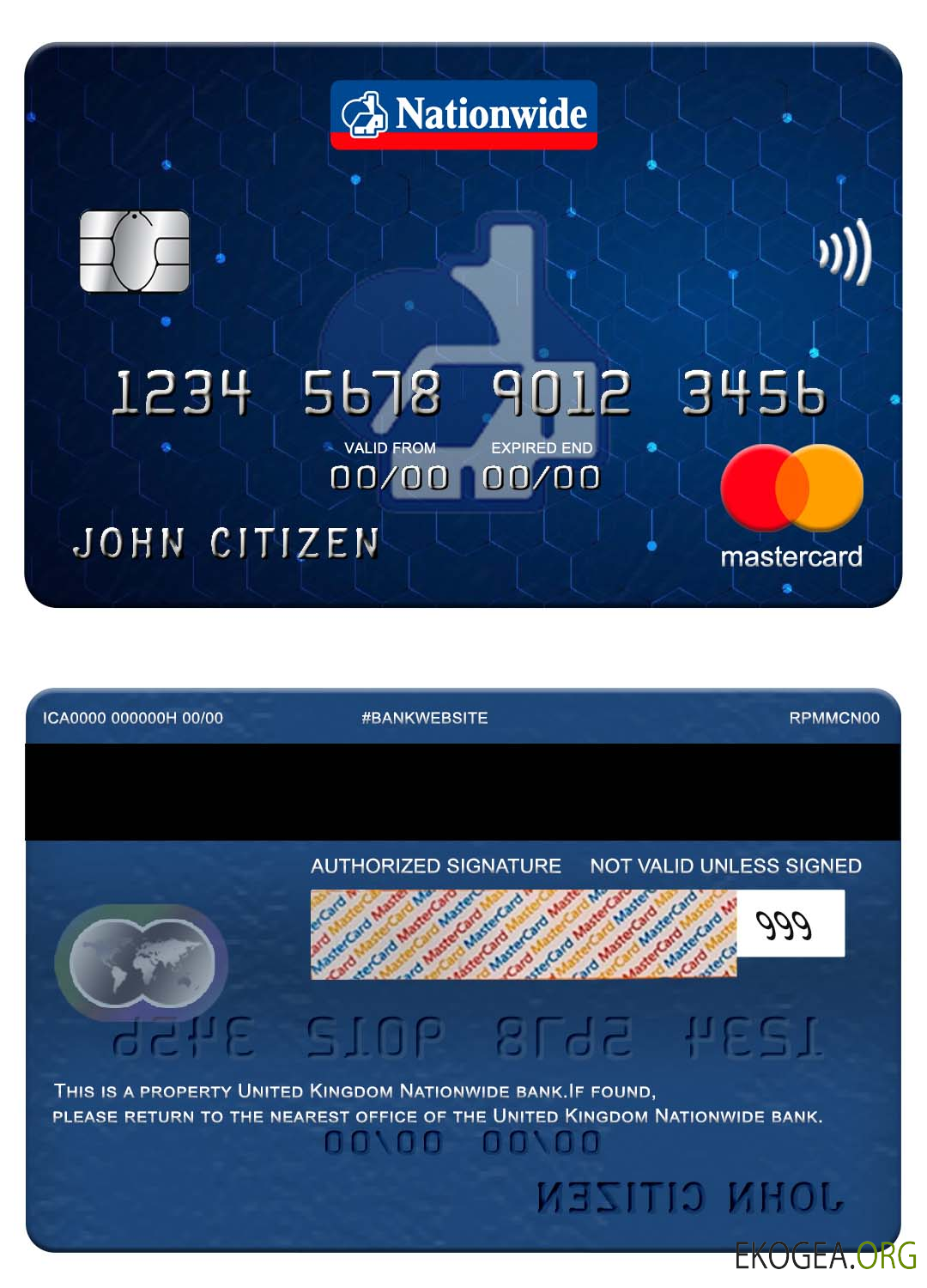 Carte Mastercard bancaire nationale du Royaume Uni